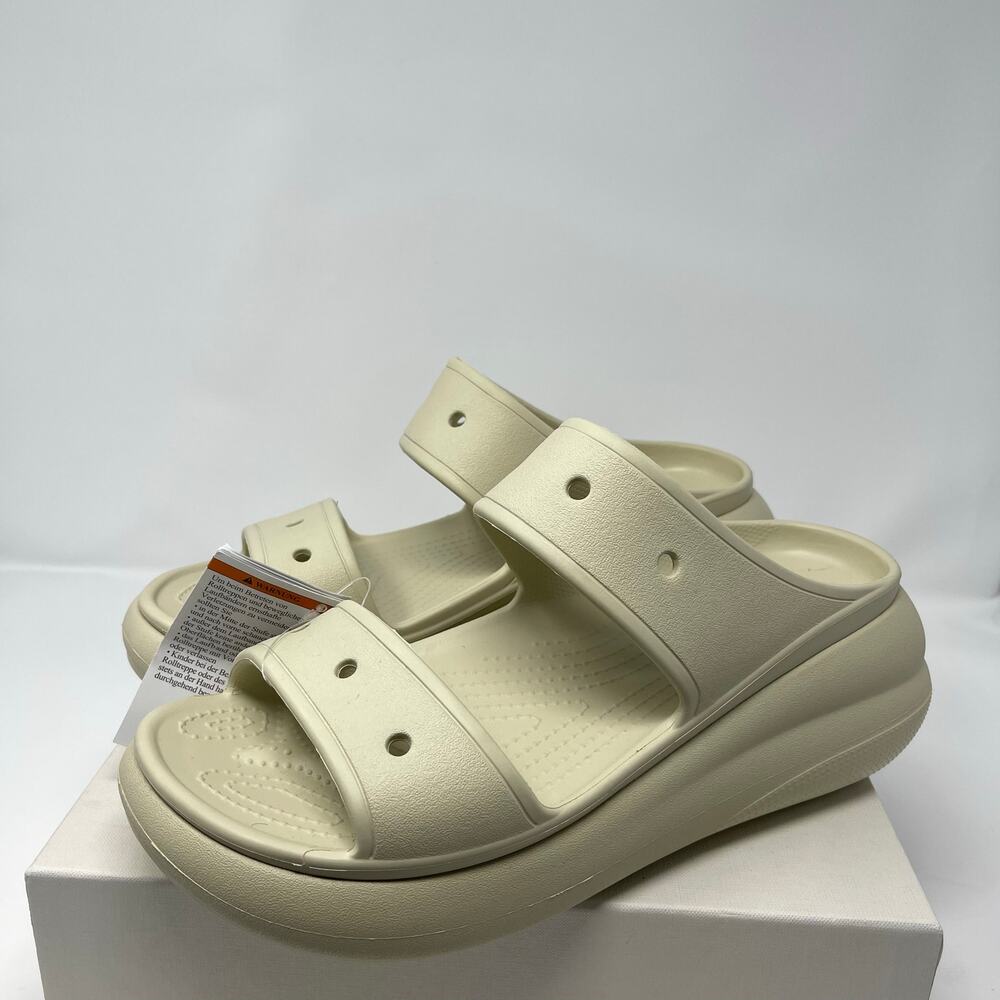 NWT Crocs Classic Crush Sandals Bone Beige Platform (Size 12 W)